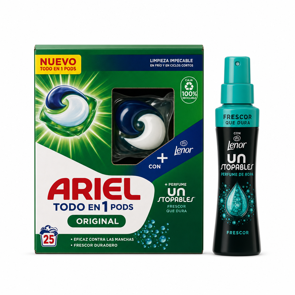 Ariel Todo en 1 Pods Original + Perfume Unstopables