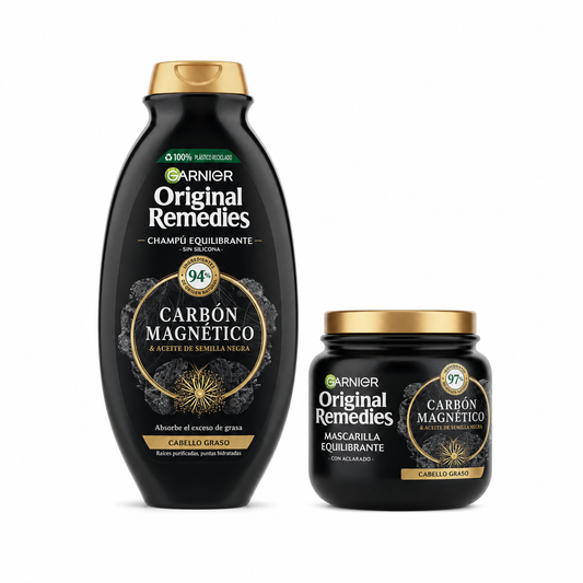 Pack Champú y Mascarilla Original Remedies Carbón Magnético